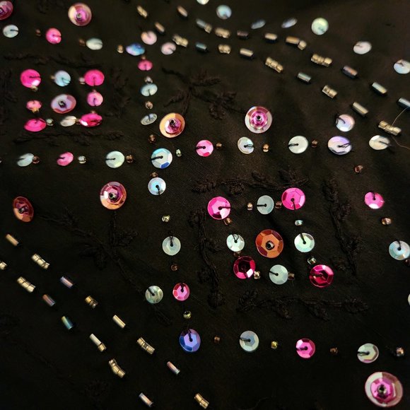 Vintage Beaded Silk Black Skirt - Picture 3 of 4